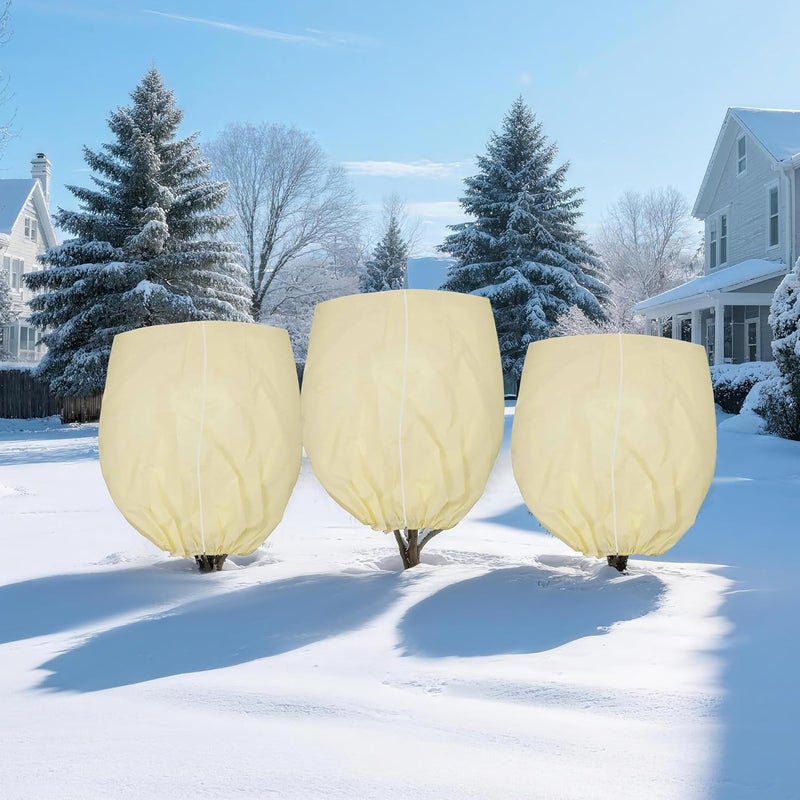 DINGBAI Plant Cover Freeze Protection, Winter Plant Covers 2 Pack 71 * 47.2 INCH, Plant Frost Cover, Tree Plant Freeze Protection Covers, Planter Plant Winter Frost Blanket with Zip Drawstring, - Image 4